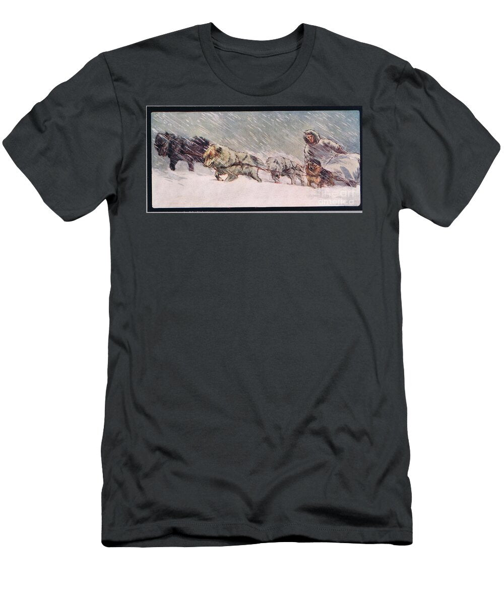 Huskies Pulling a Sleigh Illustration From Helpers Without Hands By Gladys Davidson Published in 1919 John Edwin Noble T-Shirt