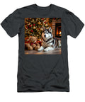 Husky and Teddy Bear By Christmas Tree Sandi Oreilly T-Shirt