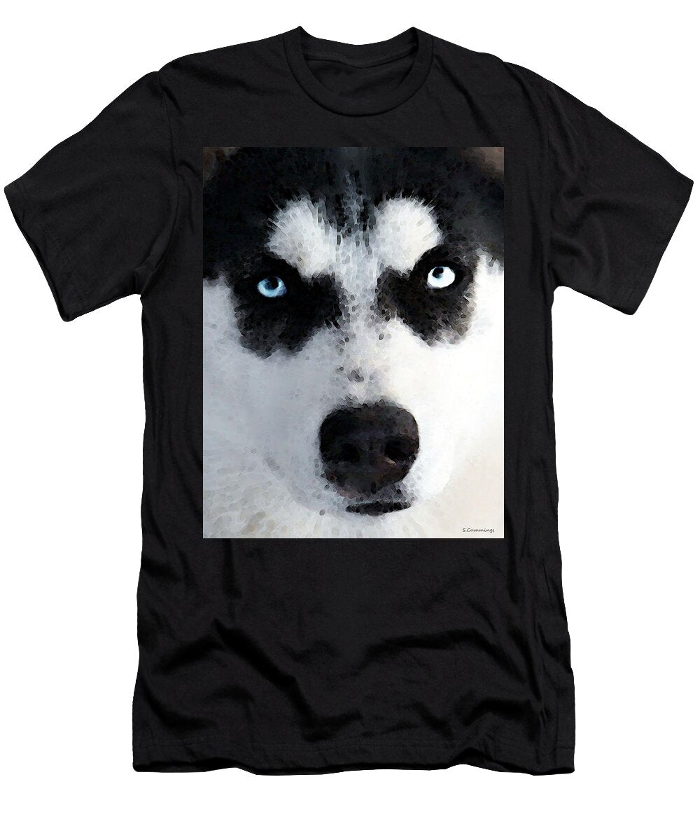 Husky Dog Art Bat Man Sharon Cummings T-Shirt