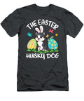 Husky Dog Bunny Dancing Eggs Happy the Easter Husky Dog Julie Hurst T-Shirt
