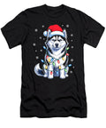 Husky Dog Christmas Lights Santa Hat Family Xmas Sophie Eleanor T-Shirt