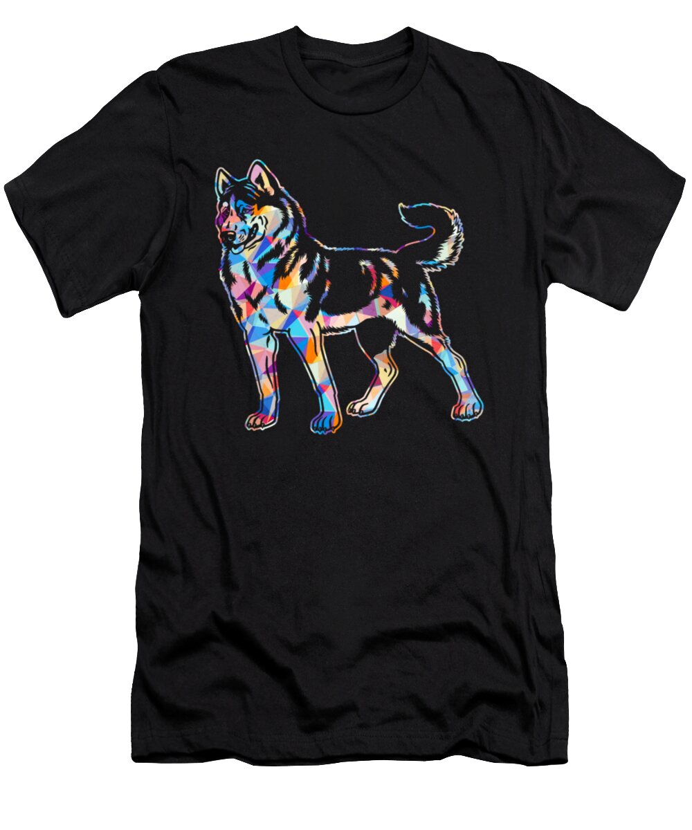 Husky Dog Colorful Art Tinh Tran Le Thanh T-Shirt