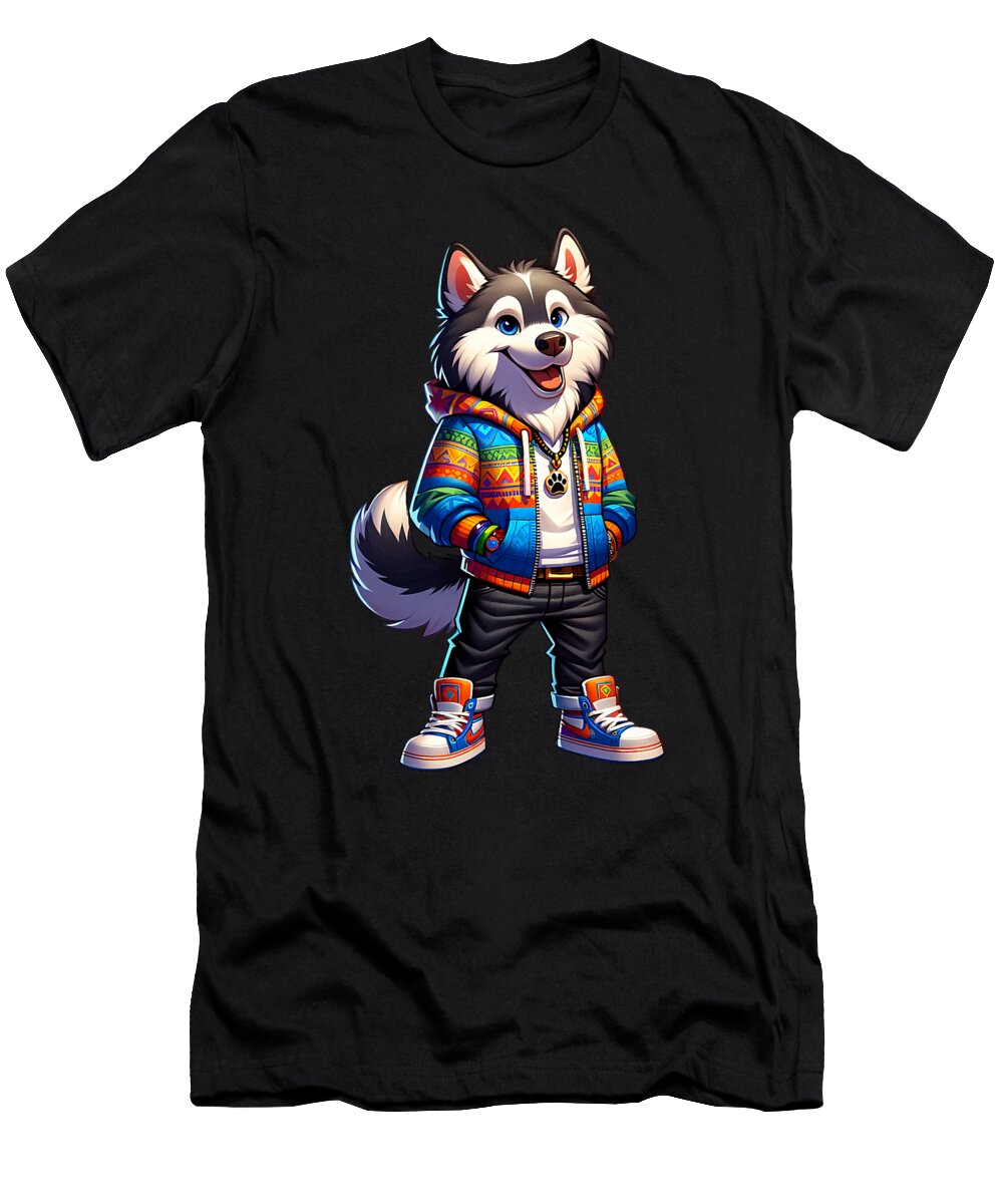 Husky Dog Cool Jacket Outfit Dog Mom Dad Zyneu Gangd T-Shirt
