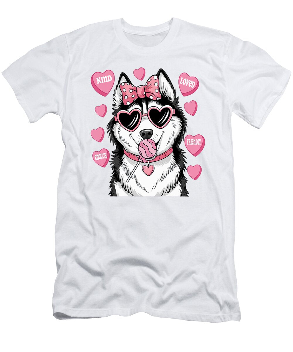 Husky Dog Coquette Candy Valentines Day Pet Studi Alex T-Shirt