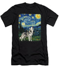 Husky Dog Howling At Moon Starry Night Van Gogh Zyneu Gangd T-Shirt