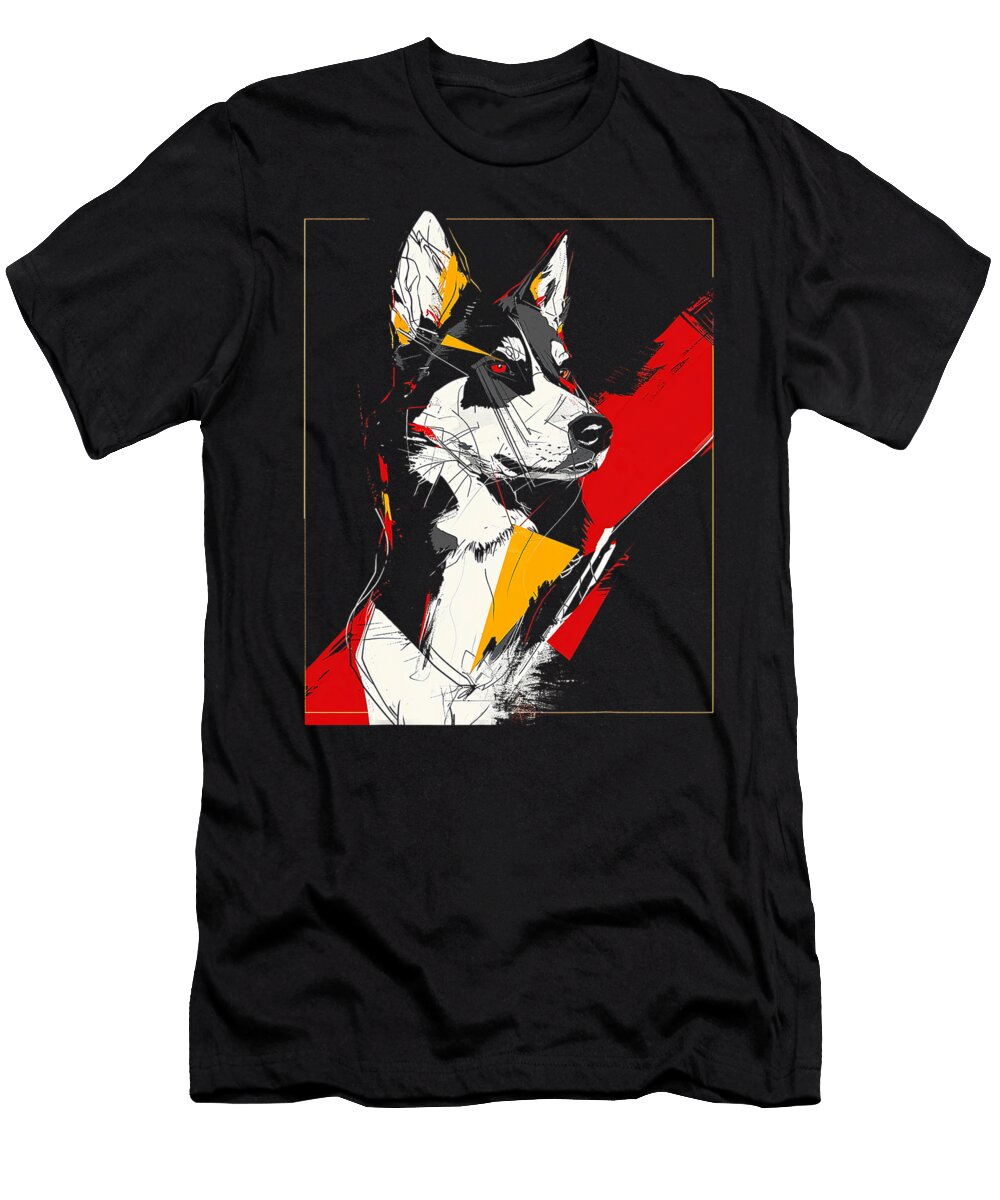 Husky Dog Lover Polygon Abstract Animal Art Natalie Lidford T-Shirt