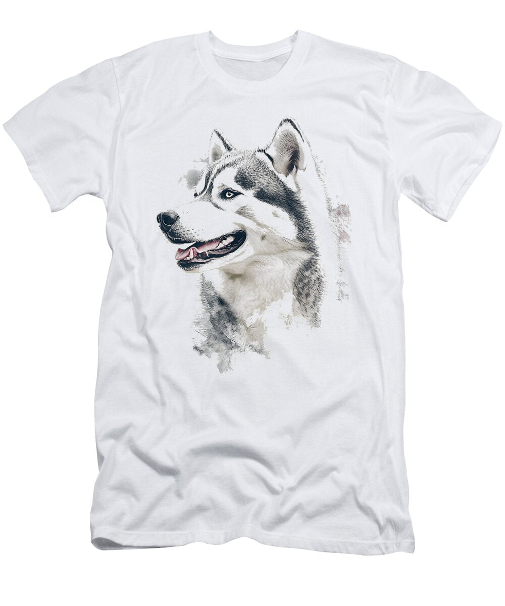 Husky Dog Motif Pet Artwork Husky for Studi Alex T-Shirt
