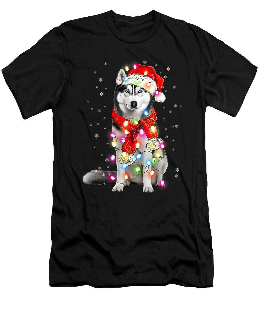 Husky Dog Santa Clause Hat Xmas Christmas Zyneu Gangd T-Shirt