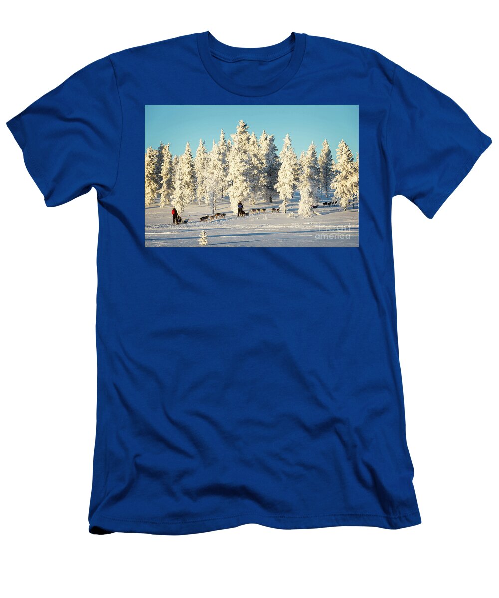 Husky Dog Sled in Winter Delphimages Photo Creations T-Shirt
