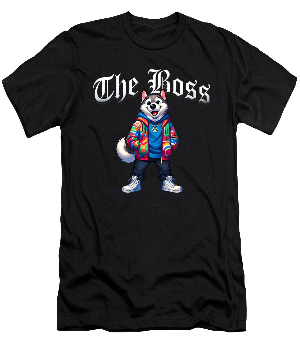 Husky Dog the Boss Cool Jacket Outfit Dog Mom Zyneu Gangd T-Shirt