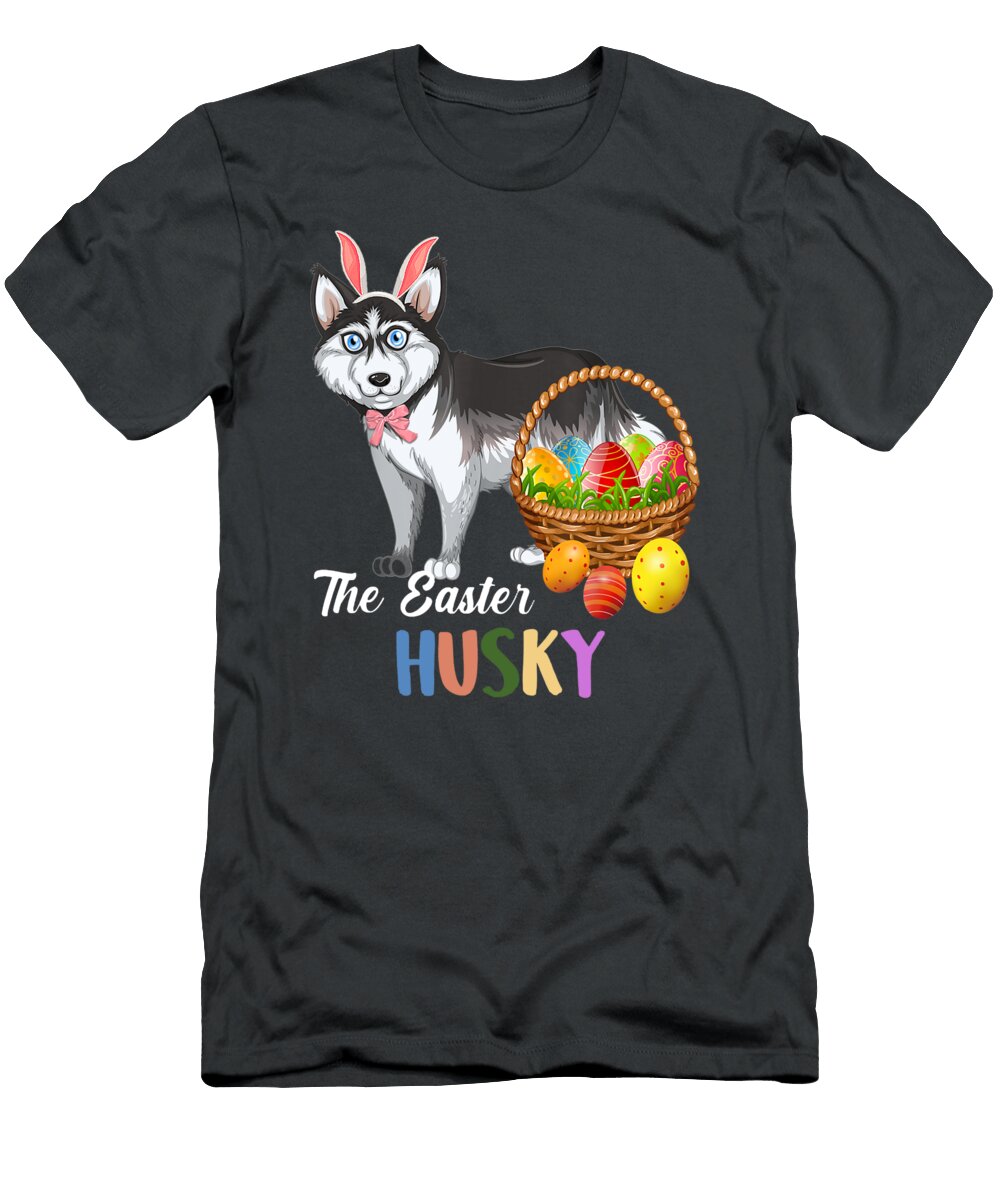 Husky Easter Day Costume Love Egg and Bunny Ears Gift Julie Hurst T-Shirt