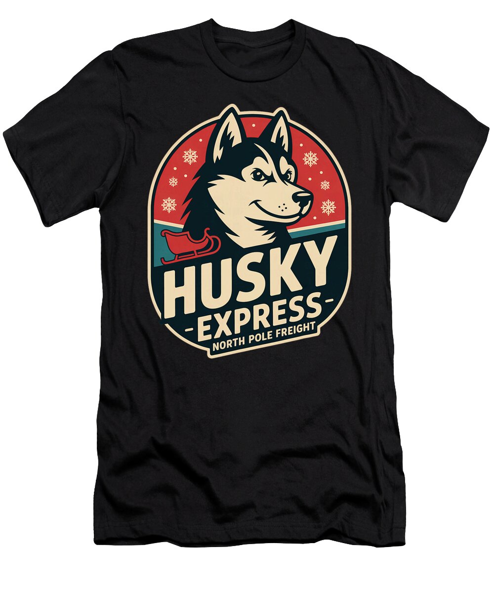 Husky Express North Pole Freight Sled Dog Retro Zyneu Gangd T-Shirt