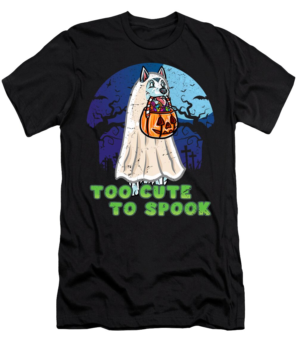 Husky Happy Halloween Costume Ghost Dog Natalie Lidford T-Shirt