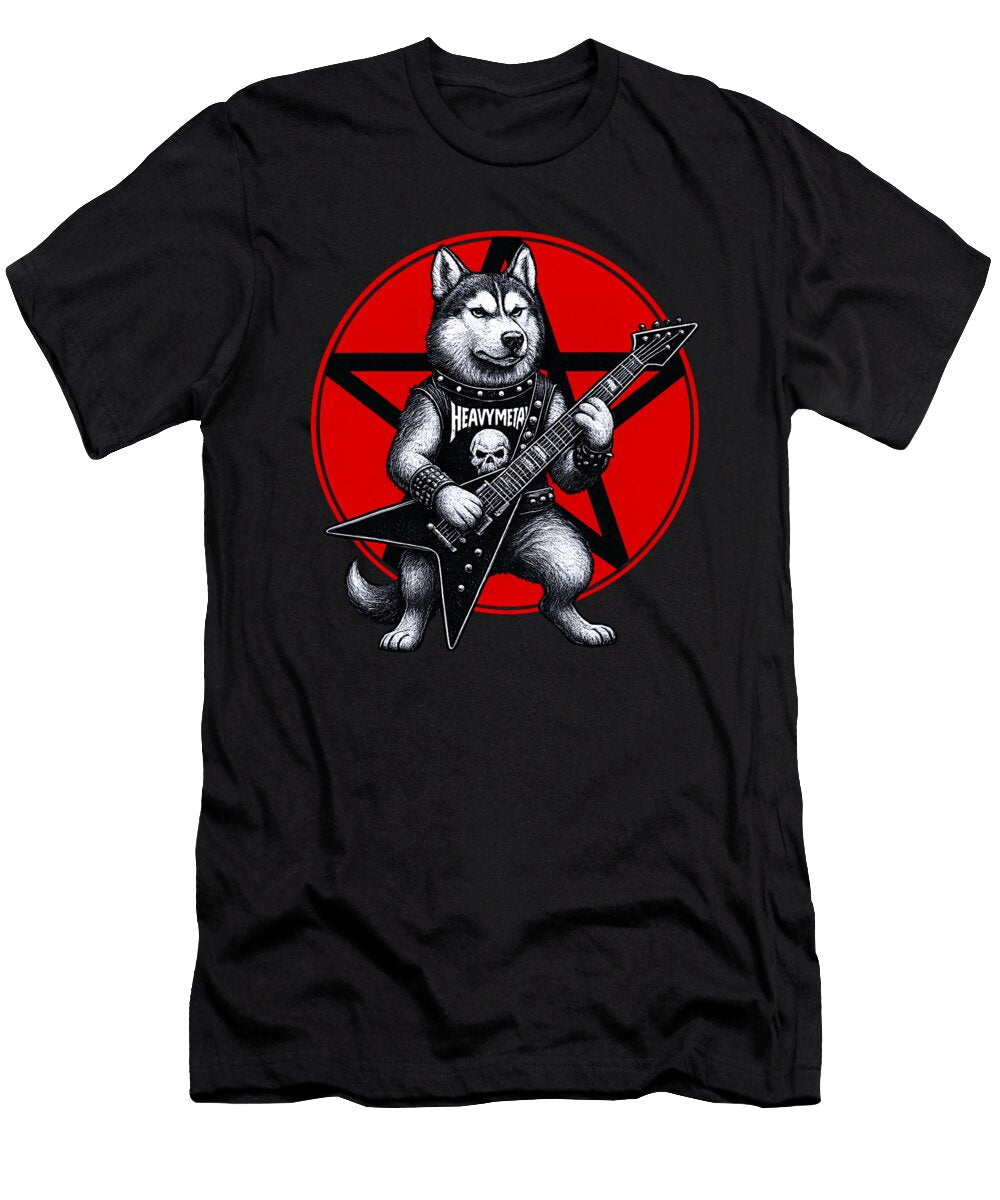 Husky Heavy Metal Guitar Rock Dog Lover Studi Alex T-Shirt