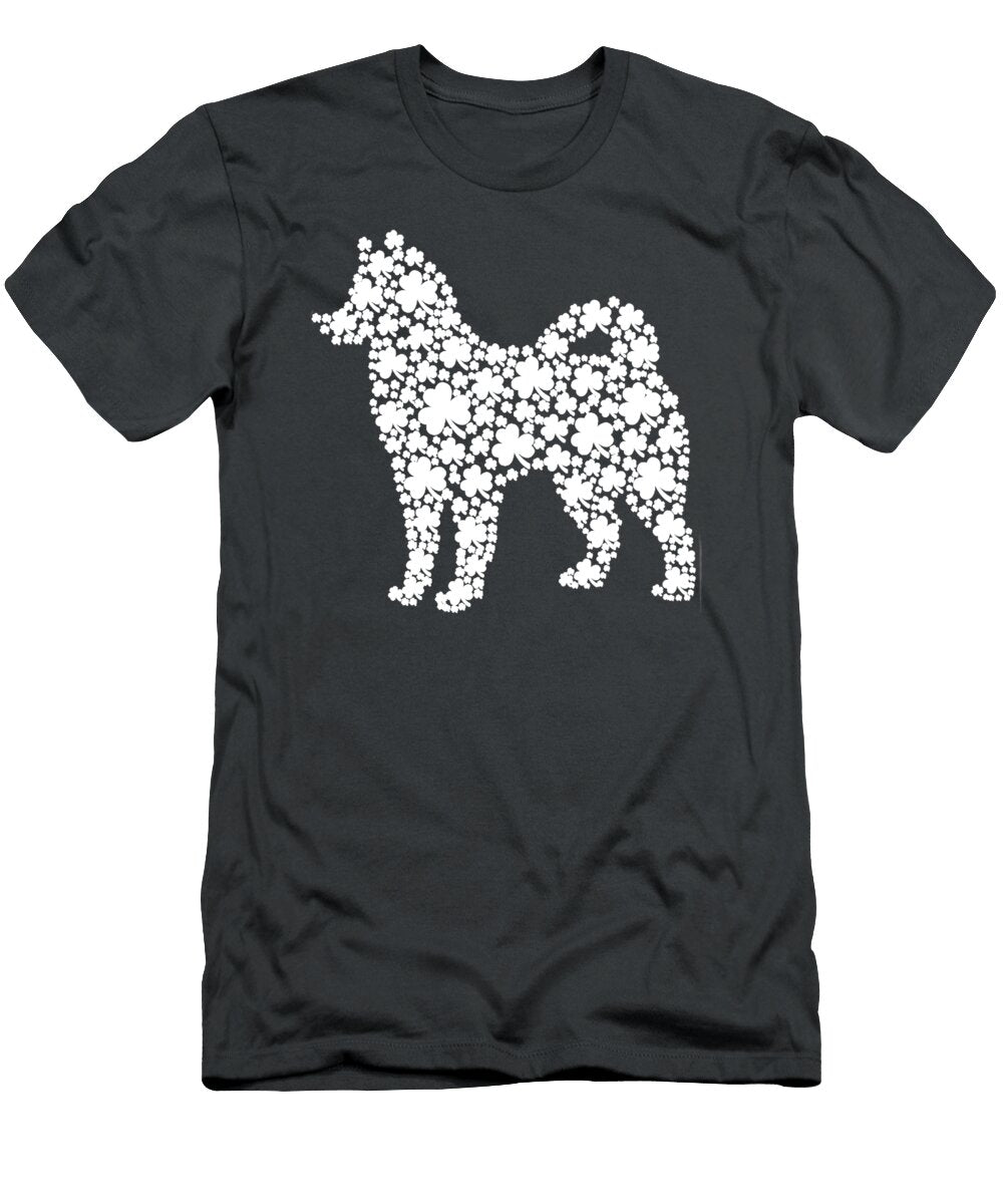 Husky Lucky Shamrock Dog Clover Happy St Patrick Day Julie Hurst T-Shirt