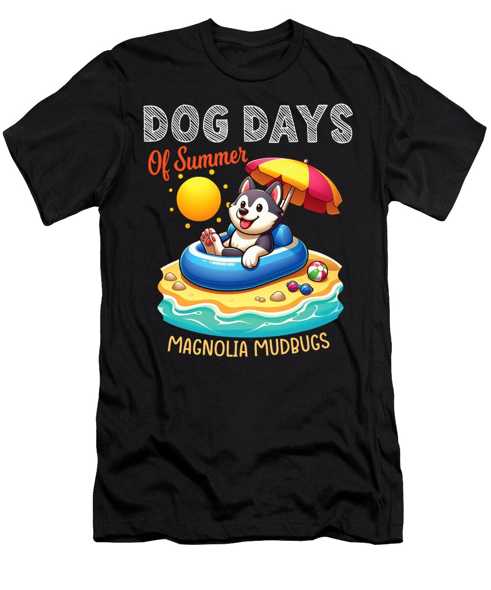Husky on Inflatable Boat Dog Days of Summer Studi Alex T-Shirt