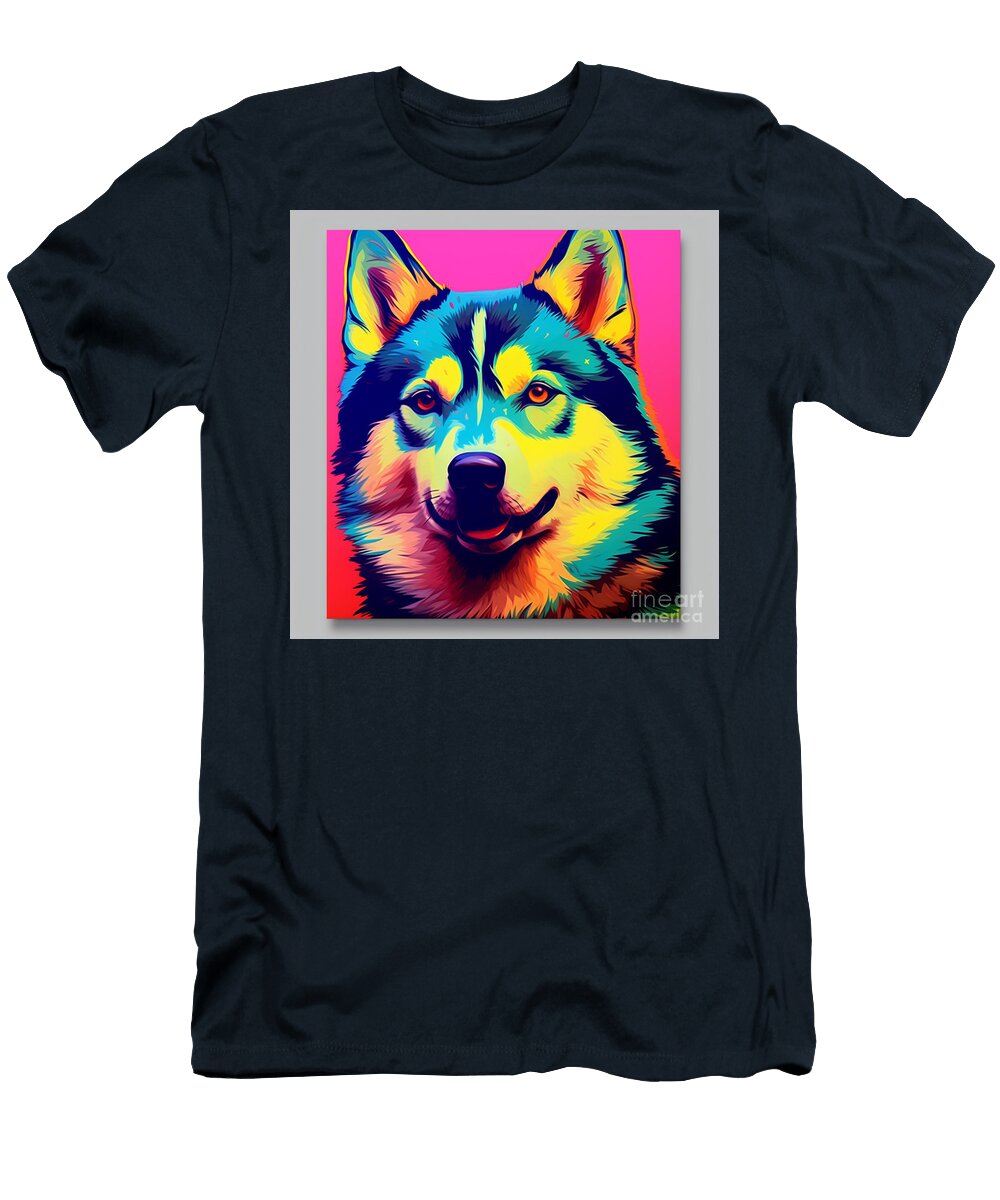 Husky Painted in the Style of Pop By Asar Studios Celestial Images T-Shirt