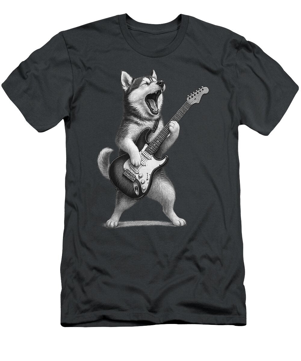 Husky Playing Guitar Rock Music Dog Lover Sophie Eleanor T-Shirt