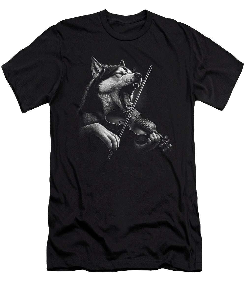 Husky Playing Violin Violinist Dog Lover Yah Lishr T-Shirt