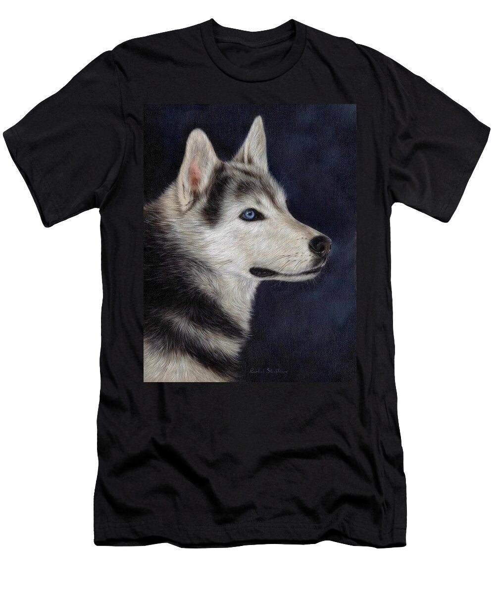 Husky Portrait Painting Rachel Stribbling T-Shirt