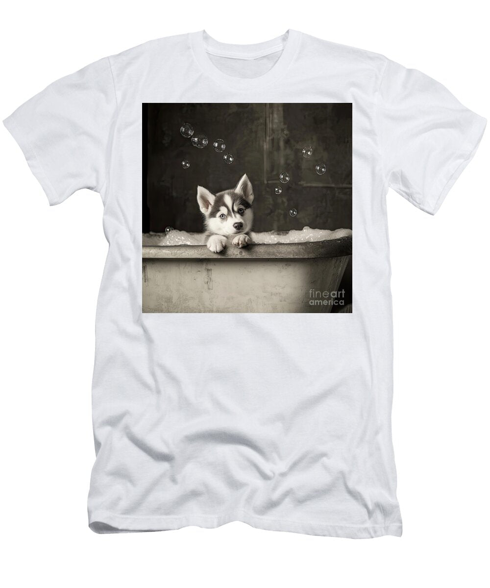 Husky Puppy in Bathtub Elisabeth Lucas T-Shirt