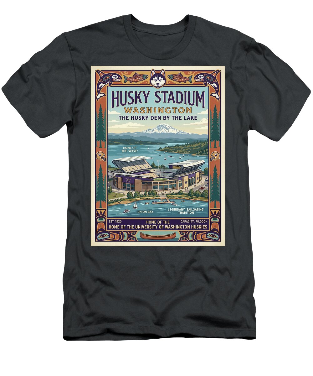 Husky Stadium Iconic Vintage Travel Poster Sampadart Gallery T-Shirt