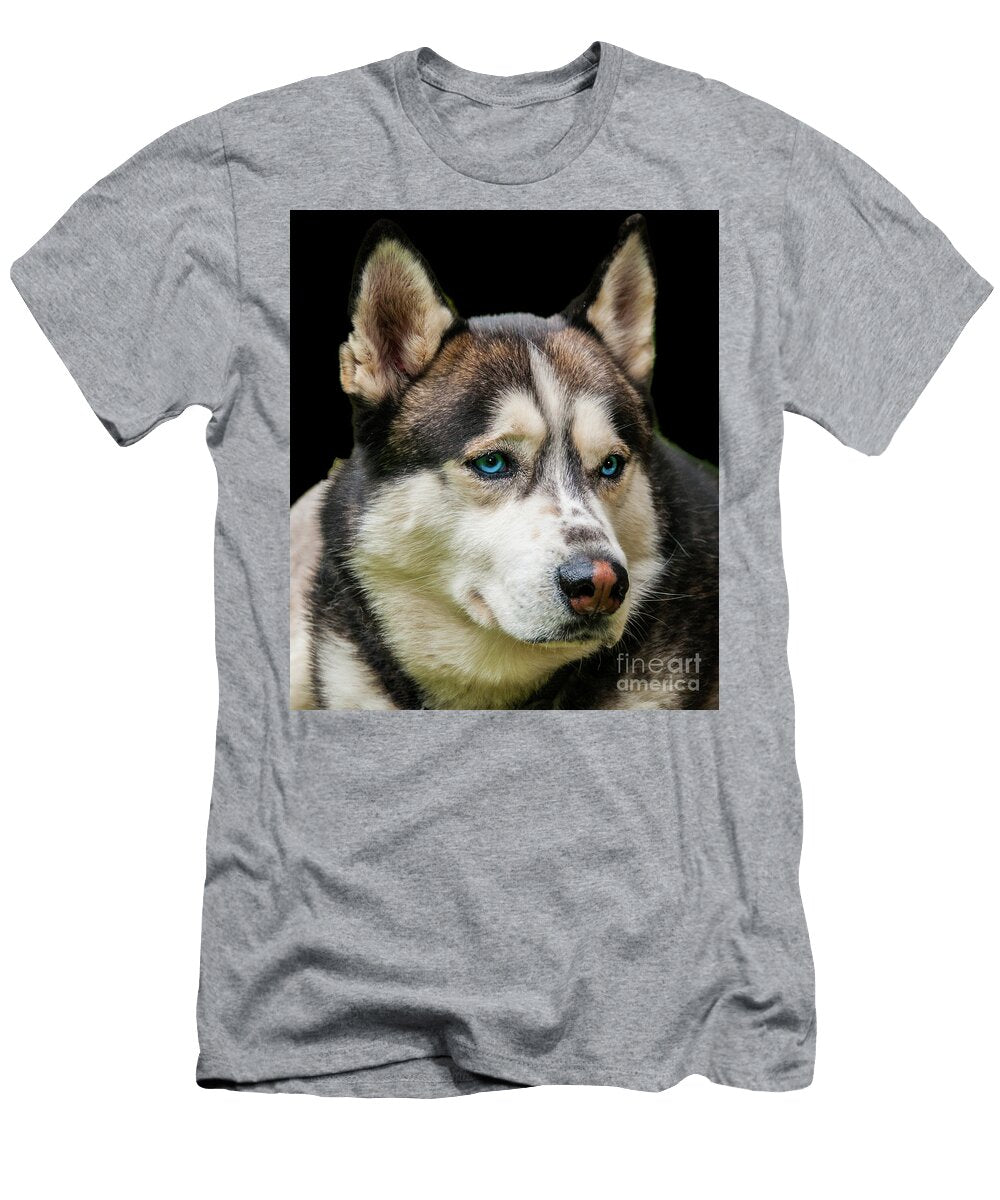 Husky with Bright Blue Eyes Portrait of a Dog Ulrich Wende T-Shirt