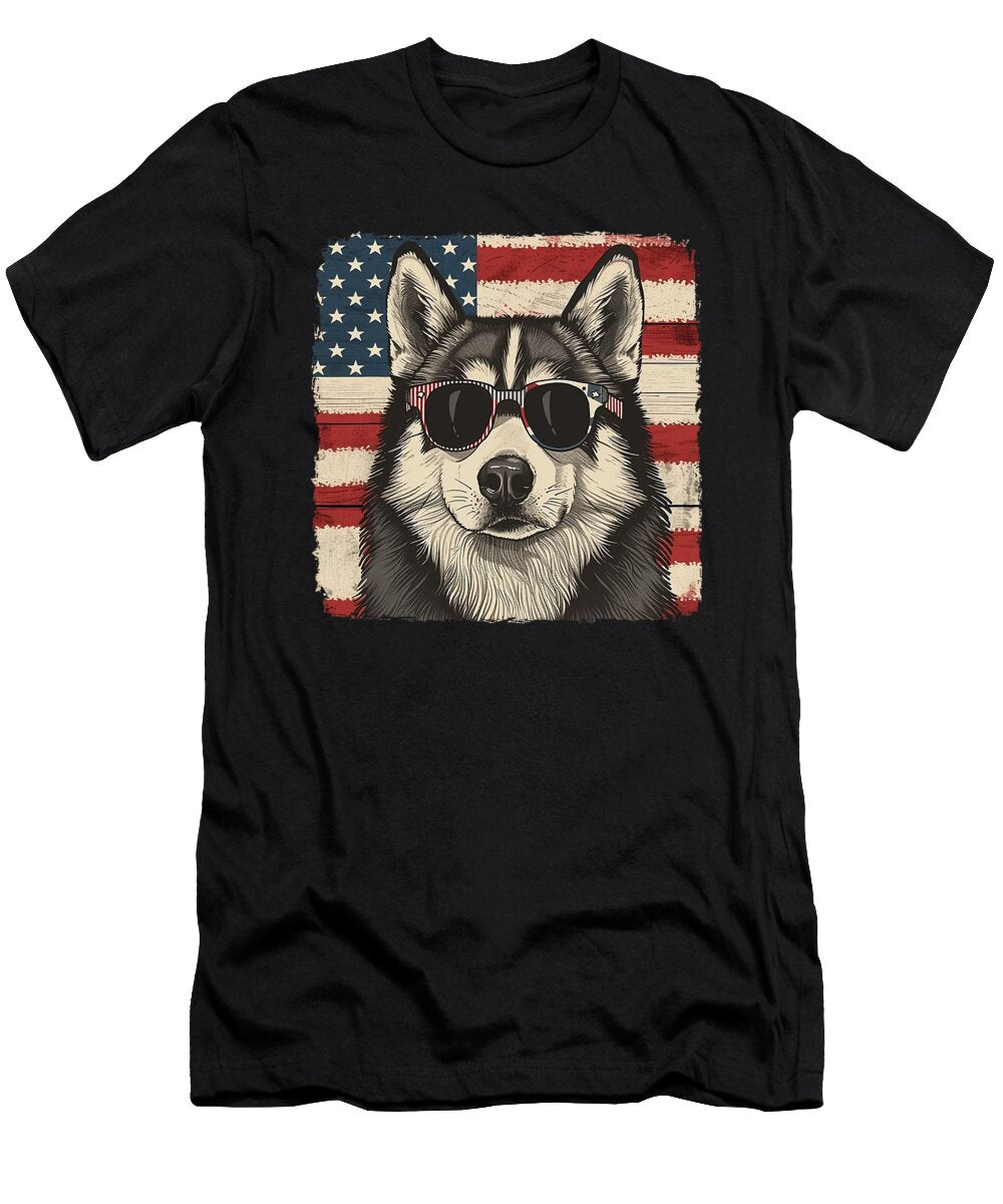 Husky with Patriotic Flair Studi Alex T-Shirt
