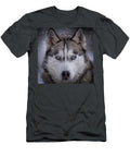 Huskys Icy Stare in Snowfall Dennis Baswell T-Shirt