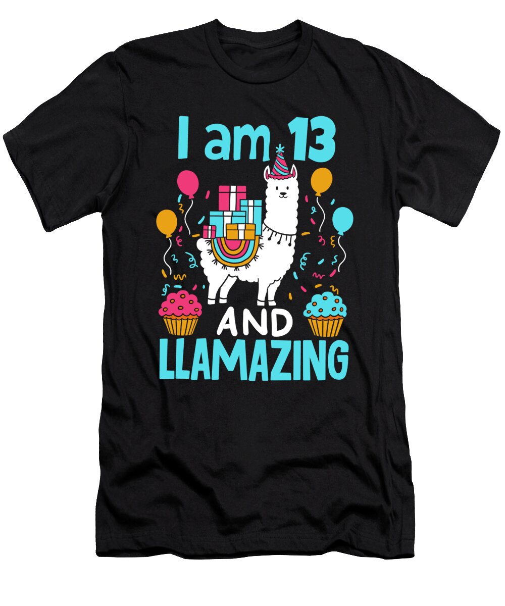 I Am 13 and Llamazing Amazing Llama Animal Birthday Haselshirt T-Shirt