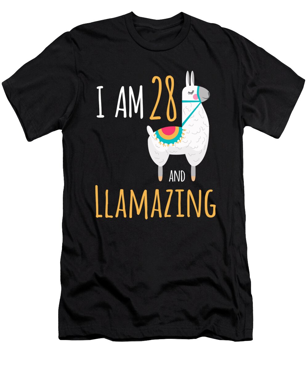 I Am 28 and Llamazing Funny Llama Alpaca Birthday Gift Crypto Keeper T-Shirt