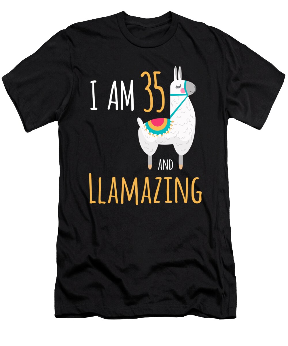 I Am 35 and Llamazing Funny Llama Alpaca Birthday Gift Crypto Keeper T-Shirt