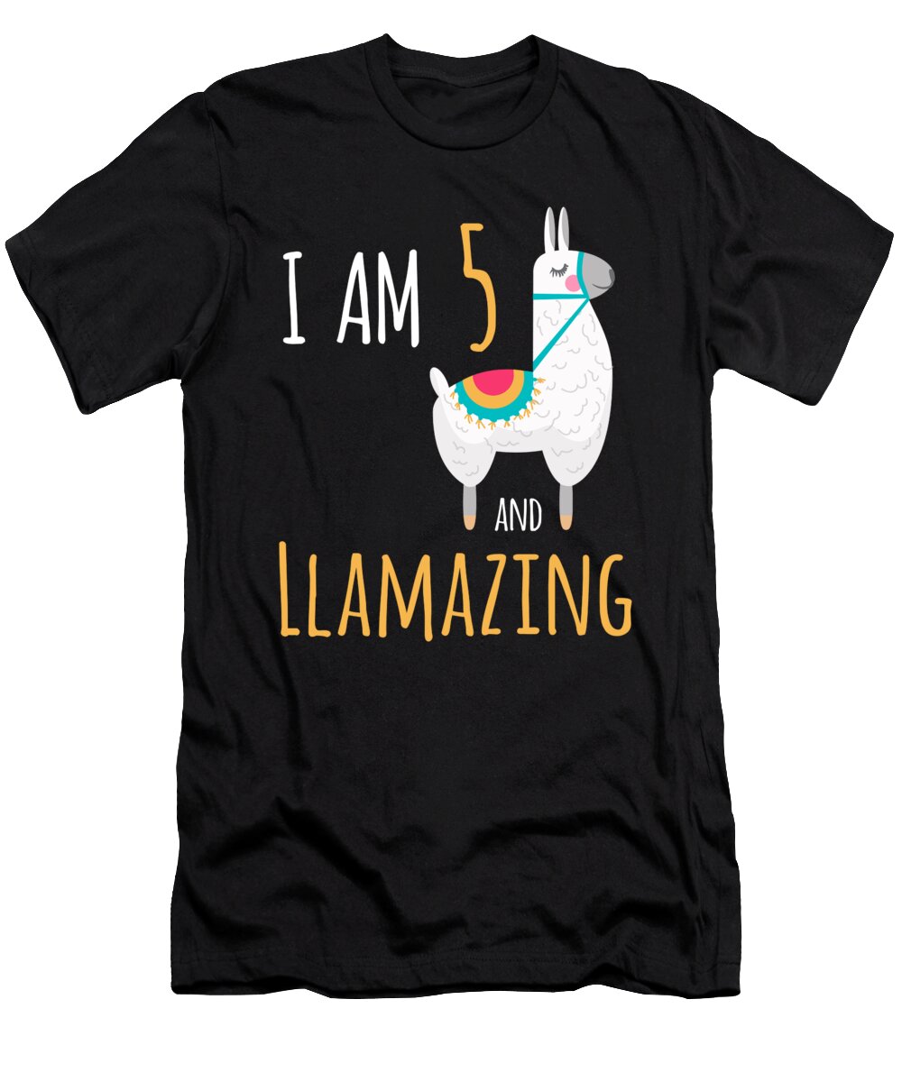 I Am 5 and Llamazing Funny Llama Alpaca Birthday Gift Crypto Keeper T-Shirt