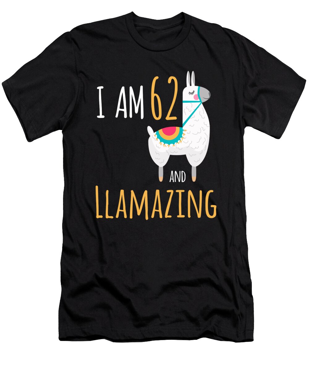 I Am 62 and Llamazing Funny Llama Alpaca Birthday Gift Crypto Keeper T-Shirt