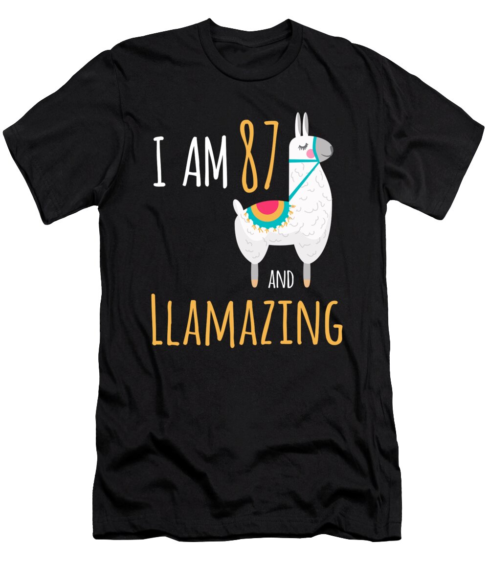 I Am 87 and Llamazing Funny Llama Alpaca Birthday Gift Crypto Keeper T-Shirt