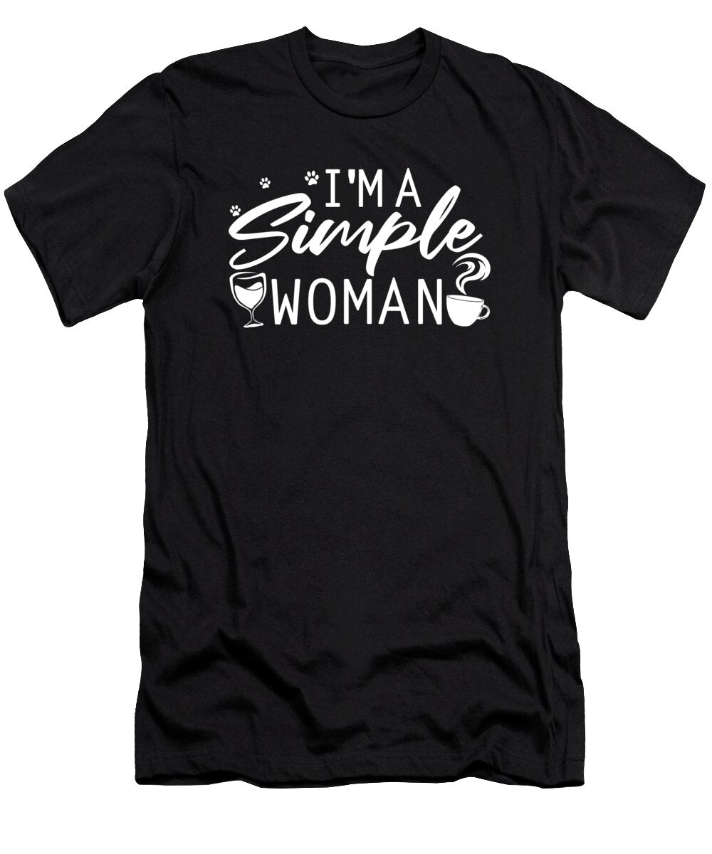 I Am a Simple Woman Barista Cafe Roaster Coffee Wine Crazy Squirrel T-Shirt
