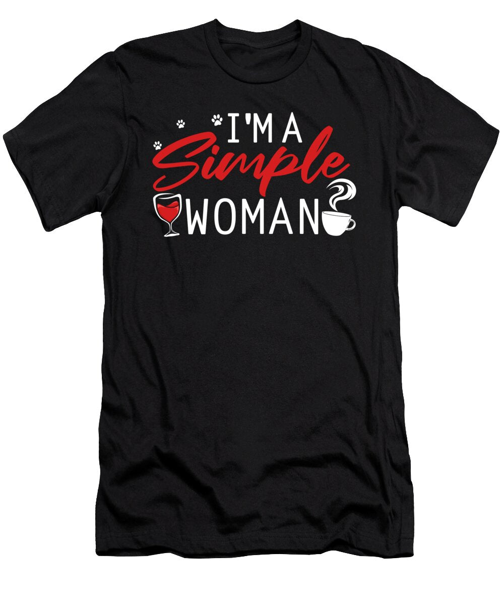 I Am a Simple Woman Roasting Cafe Roaster Coffee Wine Crazy Squirrel T-Shirt