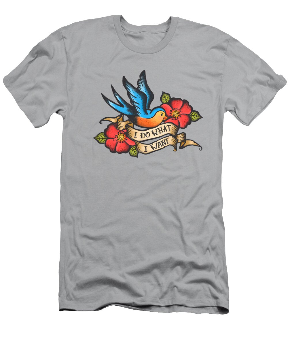 I Do What I Want Vintage Bluebird and Rose Tattoo Little Bunny Sunshine T-Shirt