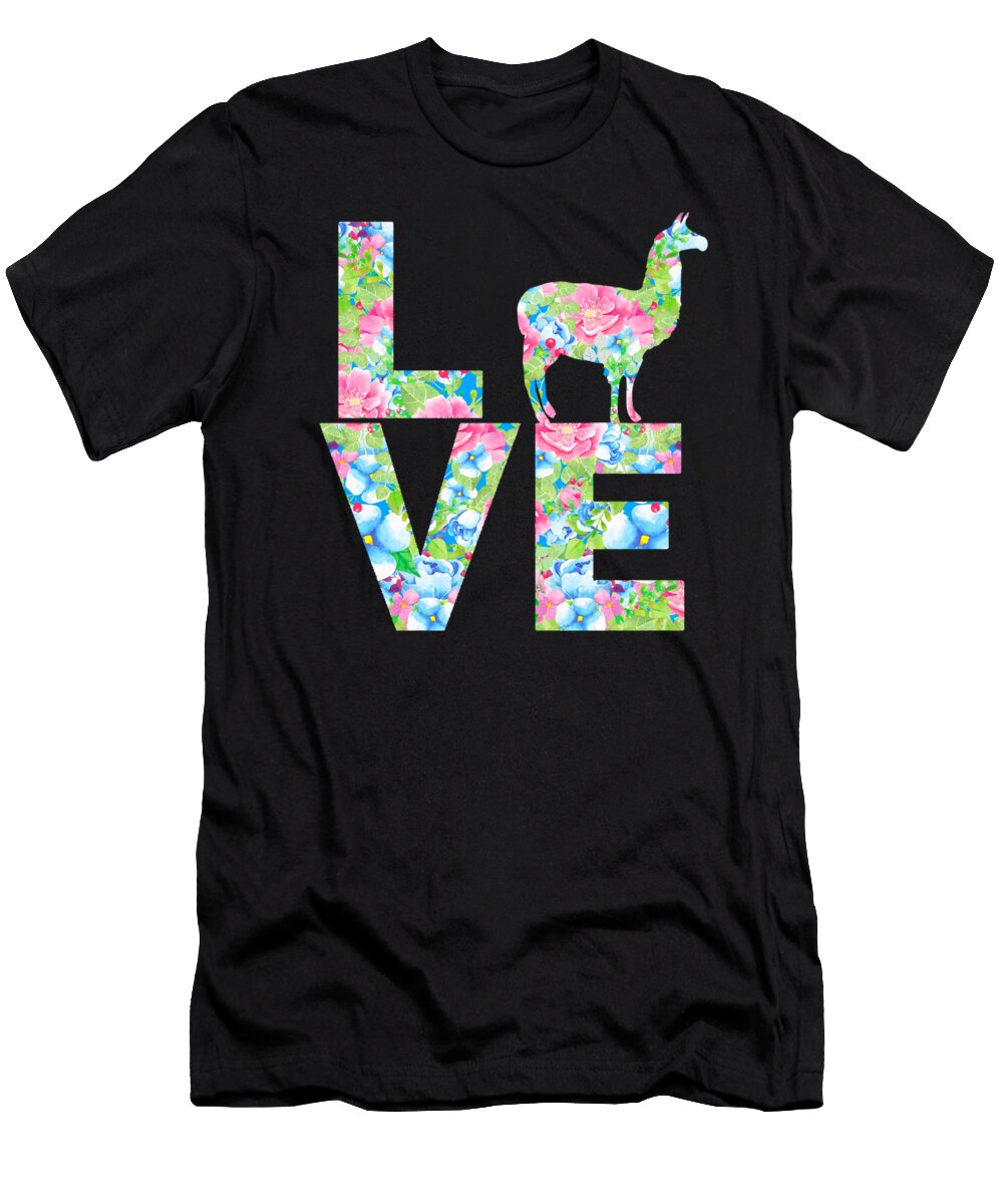 I Love Llamas Floral Pattern Lark Designs T-Shirt