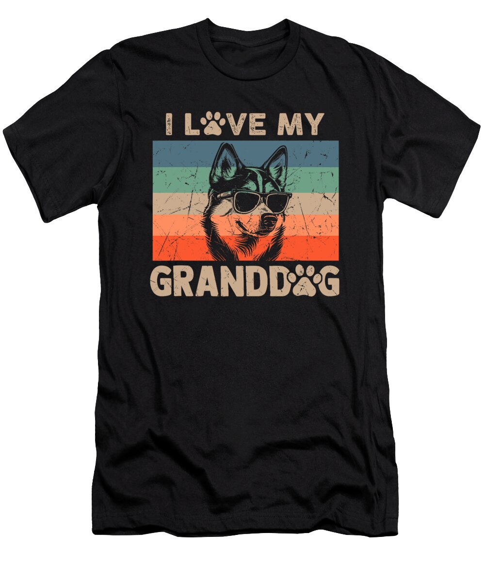 I Love My Granddog Husky Grandma Grandpa Dog Dog Studi Alex T-Shirt