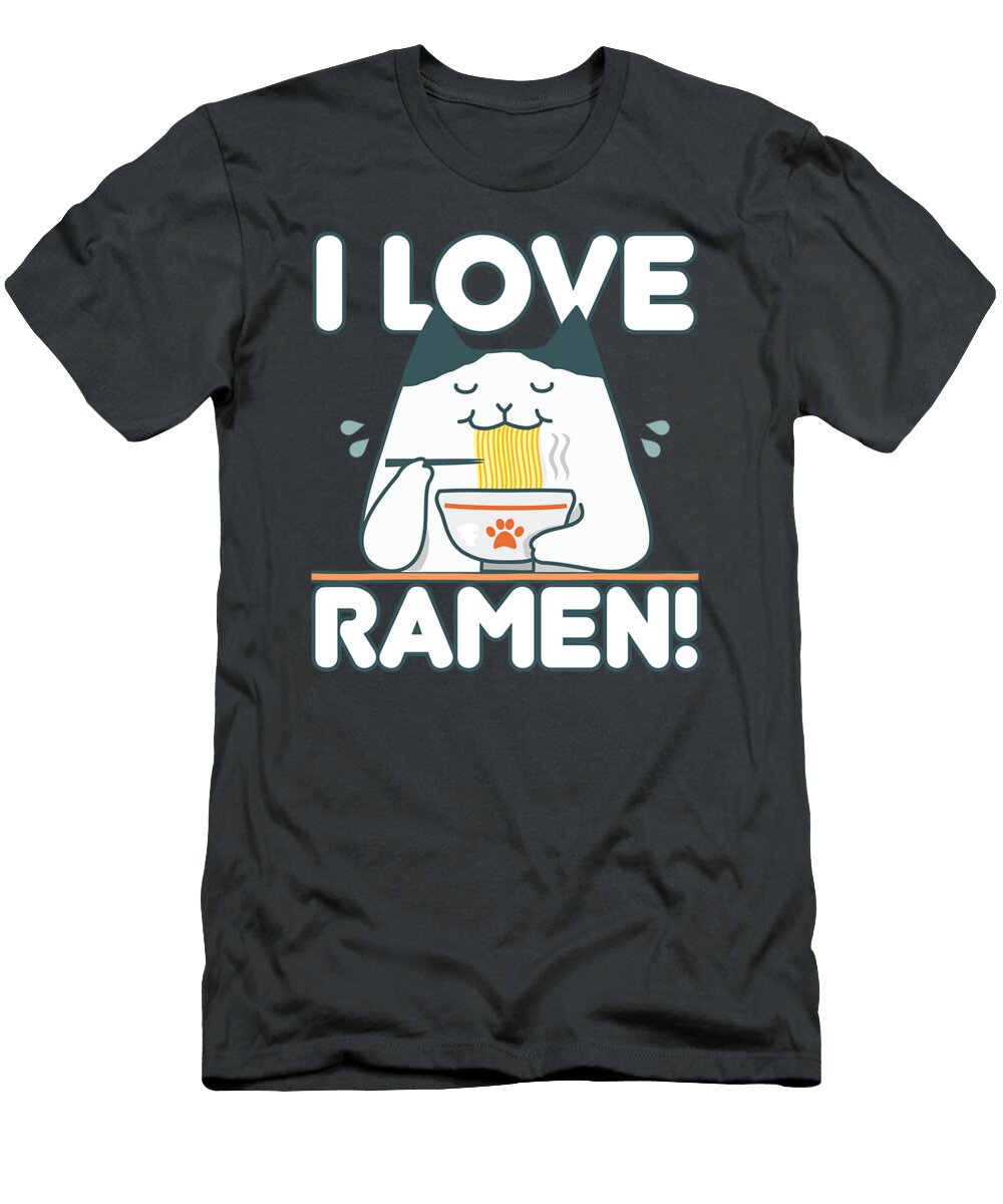 I Love Ramen Japanese Manekineko Kawaii Anime Cat Kitty Ziaraq Tyria T-Shirt