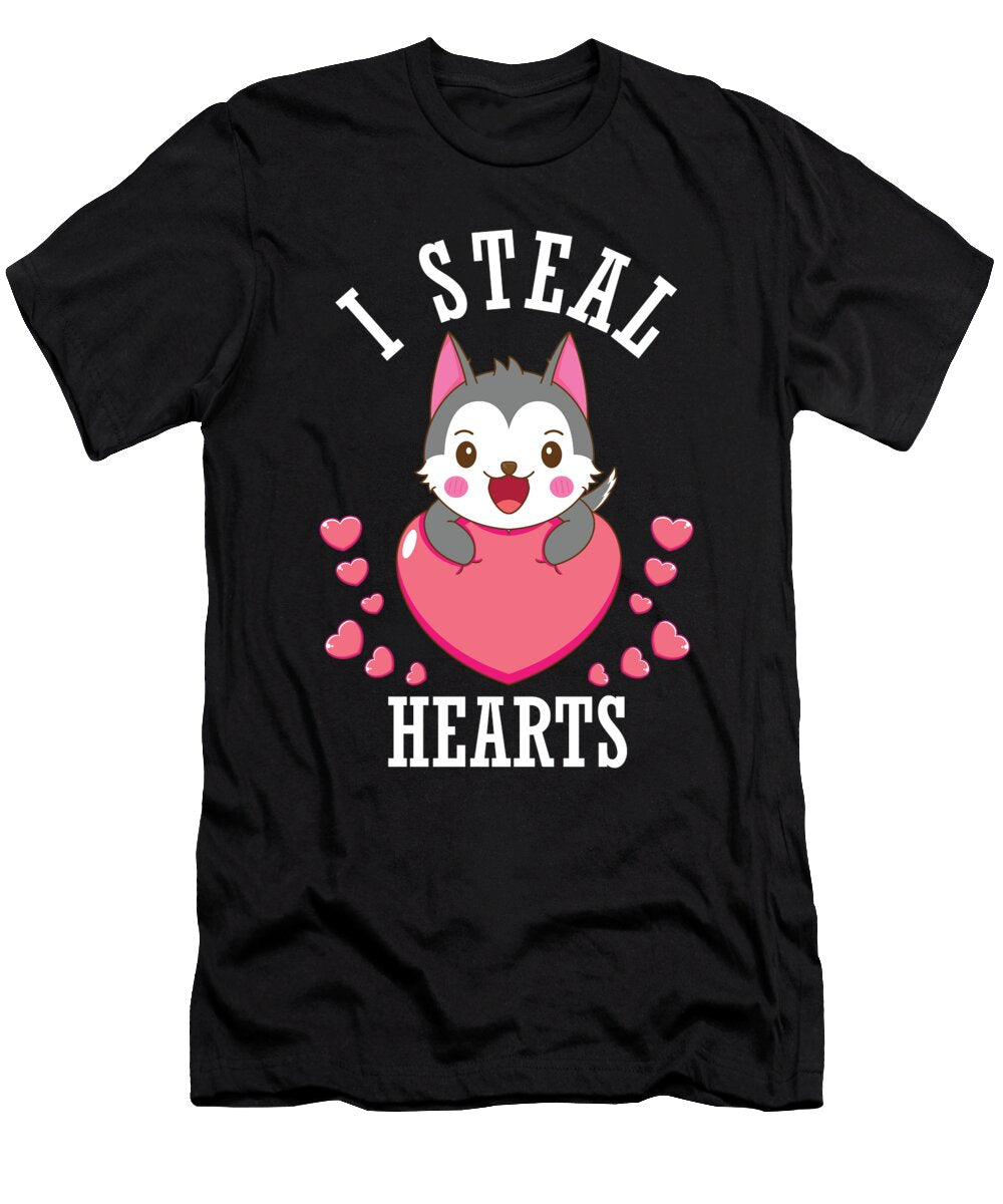 I Steal Hearts Valentines Day Puppy Cute Husky Florian Dold Art T-Shirt