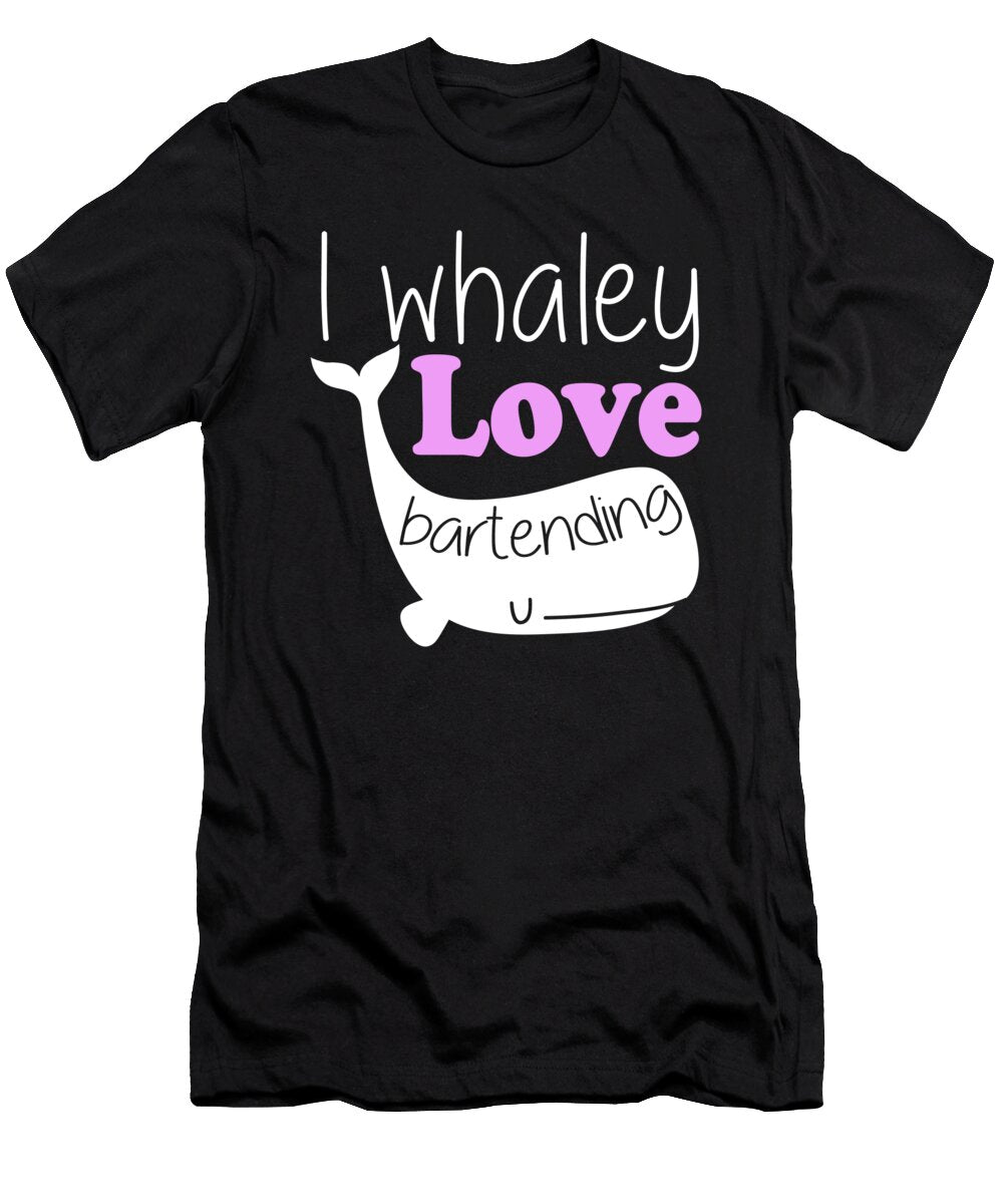 I Whaley Love Bartending Funny Whale Bartender Pun Jacob Zelazny T-Shirt