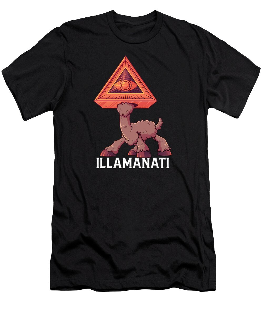 Illamanati Illuminati Llama Alpaca Funny Occult Llama Eye Amir Mudin T-Shirt