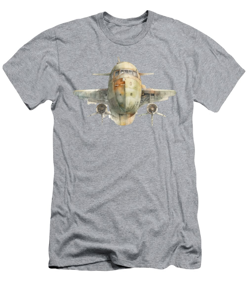 Illustrated Airplane Watercolor 185 Mad Paperairplanes T-Shirt