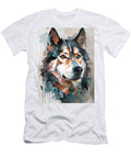 Impasto Style Portrait of a Siberian Husky Bold Digital Oil Painting Expressive Canine Art Marian Voicu T-Shirt