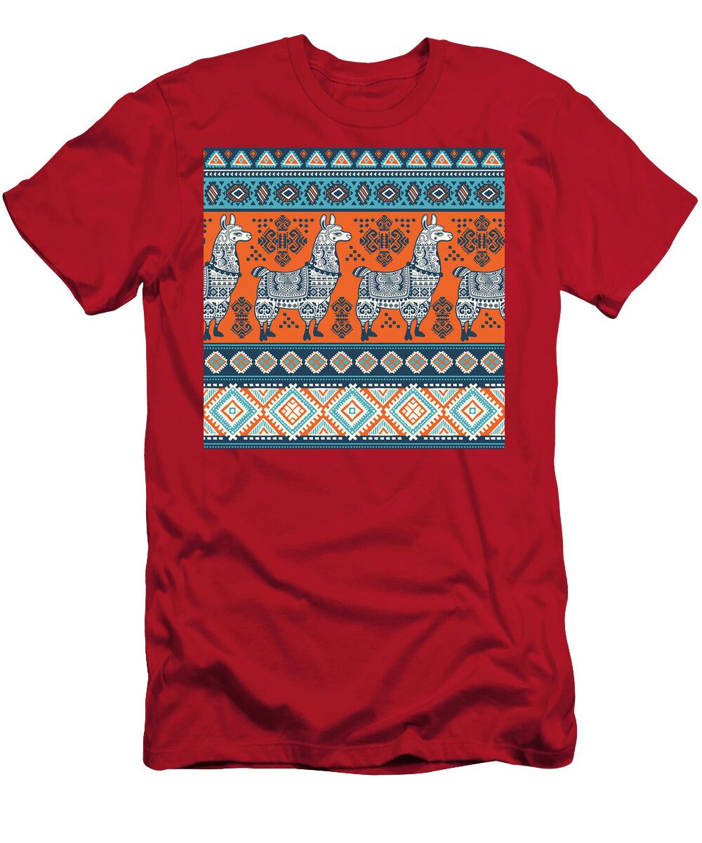 Indian Rug Tribal Ornament Pattern with Elephants Julien T-Shirt