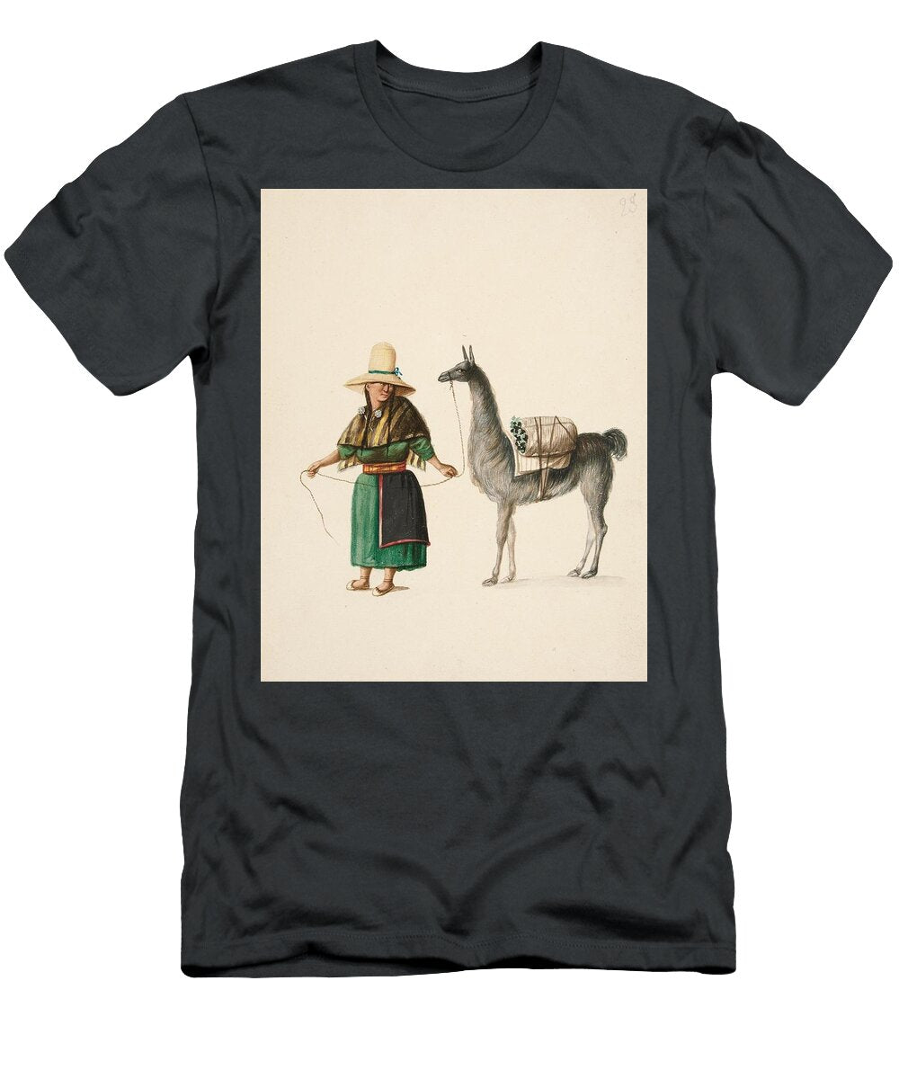 Indian Woman and Llama Ca Francisco Fierro Peruvian T-Shirt