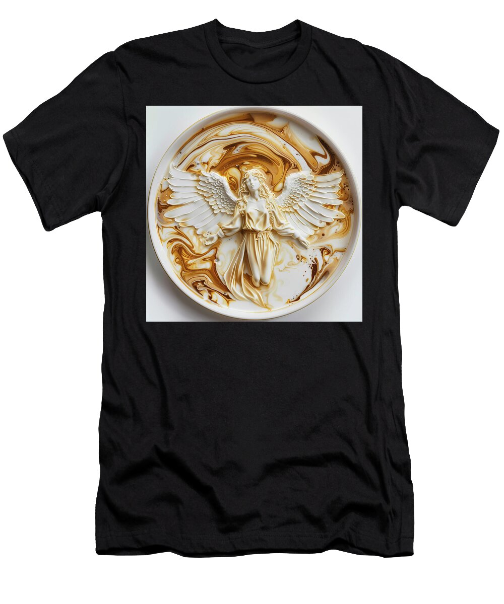 Intricate Coffee Art Pattern Depicting an Angel1 Andre Petrov T-Shirt