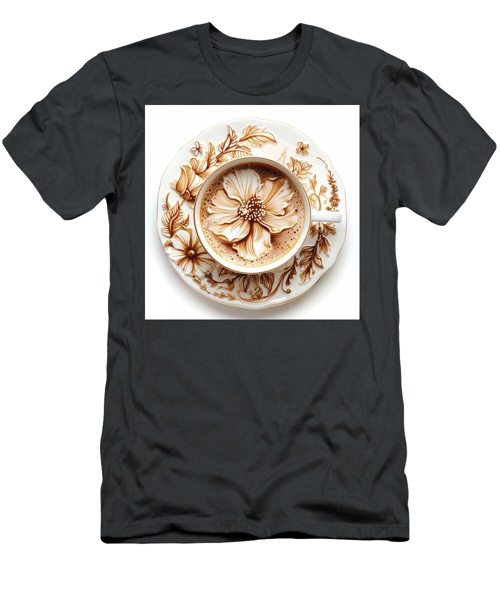 Intricatecoffeeartasflowerswhitebackground1 Andre Petrov T-Shirt